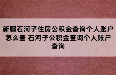 新疆石河子住房公积金查询个人账户怎么查 石河子公积金查询个人账户查询